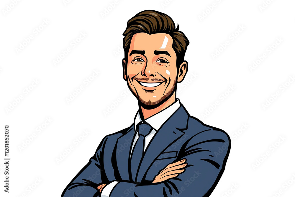 Professional Businessman PNG in a Suit with Arms Crossed - Vector Illustration with transparent background Professional Businessman PNG in a Suit with Arms Crossed - Vector Illustration with transparent background