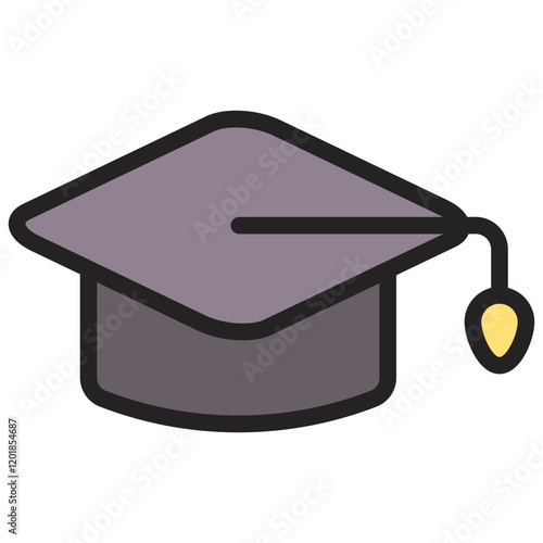 Graduation Cap Flat Outline Icon