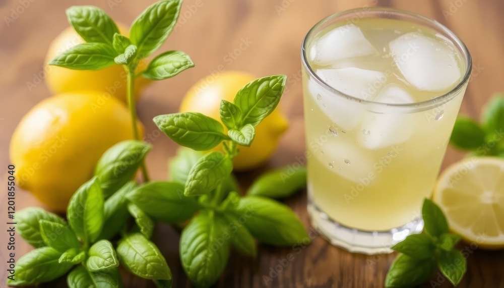 Fototapeta premium Refreshing Lemon Iced Tea with Fresh Mint