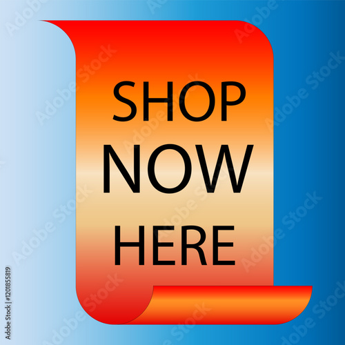 Sale label scroll. Shop now here, best choice, order now, special offer, free delivery sale banners. Red gradient scroll ribbons, tags and stickers. Vector illustration.