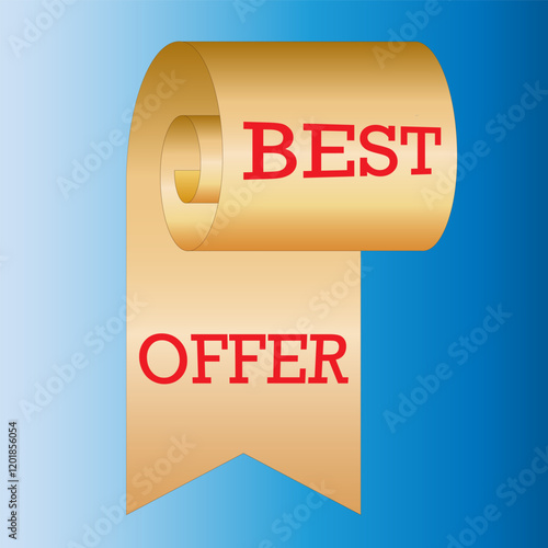 Sale label scroll. Best offer, best choice, order now, special offer, free delivery sale banners. Gold gradient scroll ribbons, tags and stickers. Vector illustration.