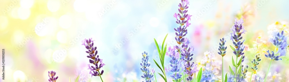Naklejka premium Lavender flowers wallpapers tranquil purple blossoms in full bloom nature background for relaxation and calm
