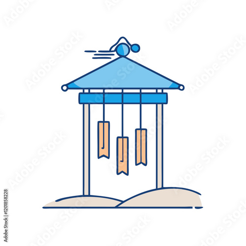 wind chime on beach hut icon, wind chime on beach hut vector illustration-simple illustration of wind chime on beach hut, perfect for wind chime on beach hut logos and icons