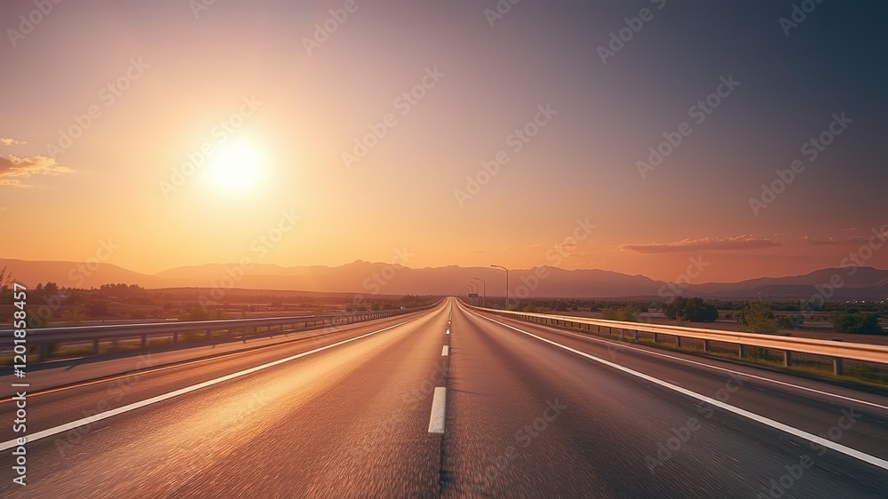 Empty Highway - Stunning Sunrise, Sharp Colors, Epic Landscape, AI Art Empty Highway - Stunning Sunrise, Sharp Colors, Epic Landscape, AI Art
