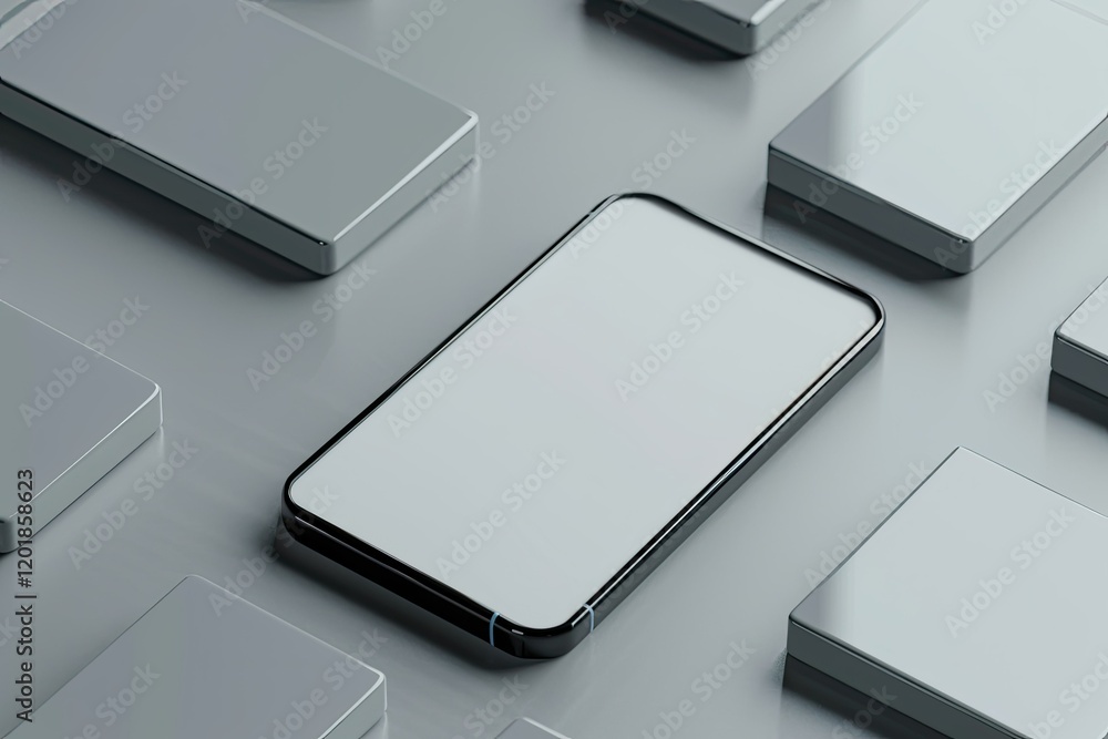 Realistic Smartphone Display, Device Screen Template for Presentation Uiux Design