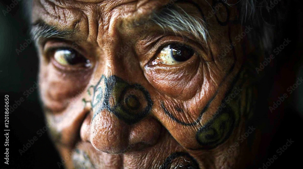 close up of face with tattoos close up of face with tattoos
