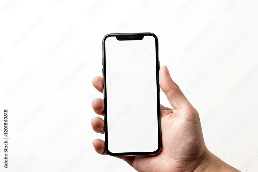 Premium Quality Image of Smart Phone with Blank Screen in Hand Isolated on a White Background Premium Quality Image of Smart Phone with Blank Screen in Hand Isolated on a White Background