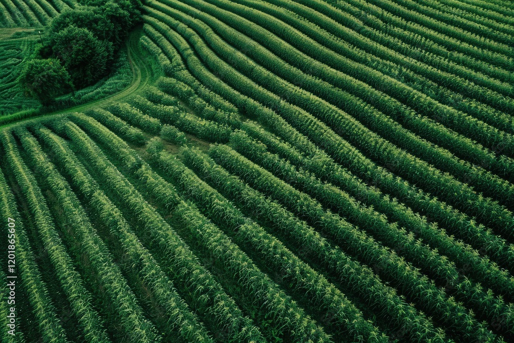 Flawless Visual of Beautiful Abstract Pattern of Green Crops Field in Farm Land Flawless Visual of Beautiful Abstract Pattern of Green Crops Field in Farm Land