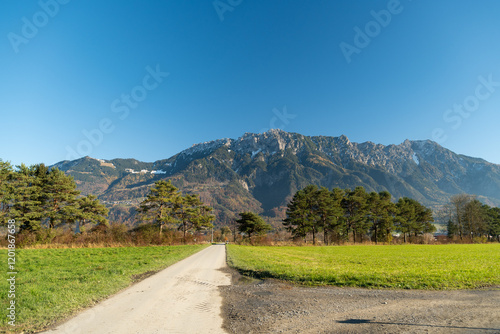 Majestic landscape on a sunny day in Schaan in Liechtenstein photo