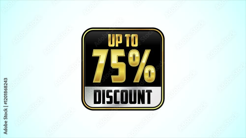 Up to 75 percent discount offer sign animation. Special offer symbol. Discount promotion Up to 75 percent discount offer sign animation. Special offer symbol. Discount promotion