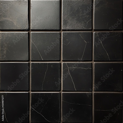 Dark gray square mosaic tiles.  Elegant, modern design for bathroom or kitchen.