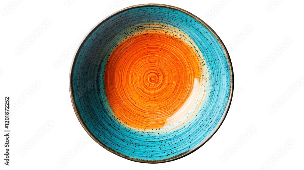 A vibrant ceramic bowl featuring a stunning swirl pattern of orange and blue colors, perfect for showcasing your culinary creations. A vibrant ceramic bowl featuring a stunning swirl pattern of orange and blue colors, perfect for showcasing your culinary creations.