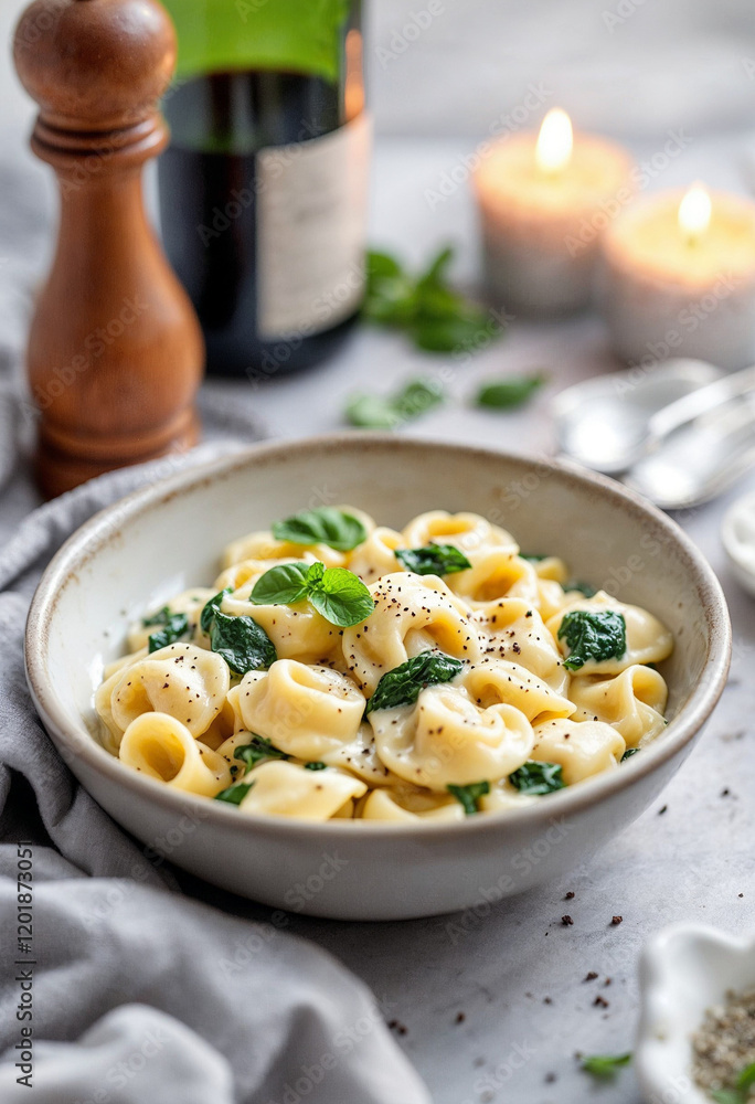 Tortellini in Creamy Sauce with Fresh Herbs Tortellini in Creamy Sauce with Fresh Herbs