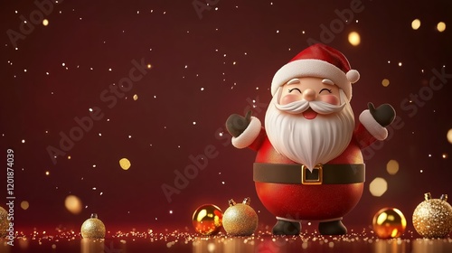 Smiling Santa Holding a Shining Star Ornament Amidst Christmas Sparkles.