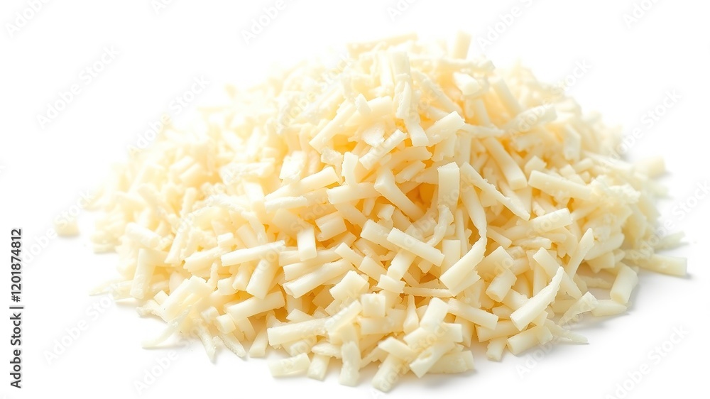 Fototapeta premium Garnished Grated Mozzarella Cheese Closeup - High Definition Food Photography