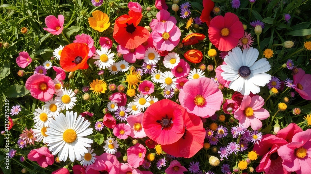 A vibrant tapestry of pink, red, and white blooms, nestled amidst a sea of green foliage, creates a breathtaking display of nature's artistry. A vibrant tapestry of pink, red, and white blooms, nestled amidst a sea of green foliage, creates a breathtaking display of nature's artistry.