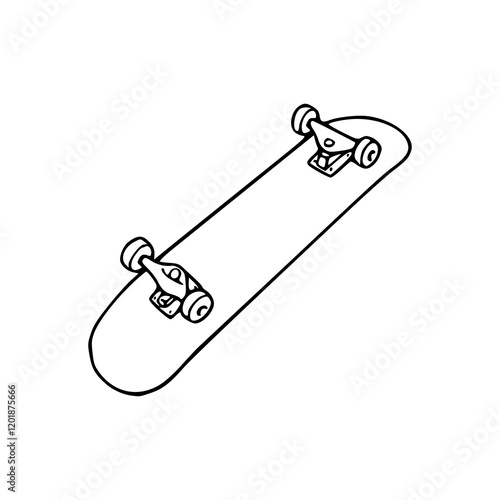 a line art drawing of an upside down skate board illustration