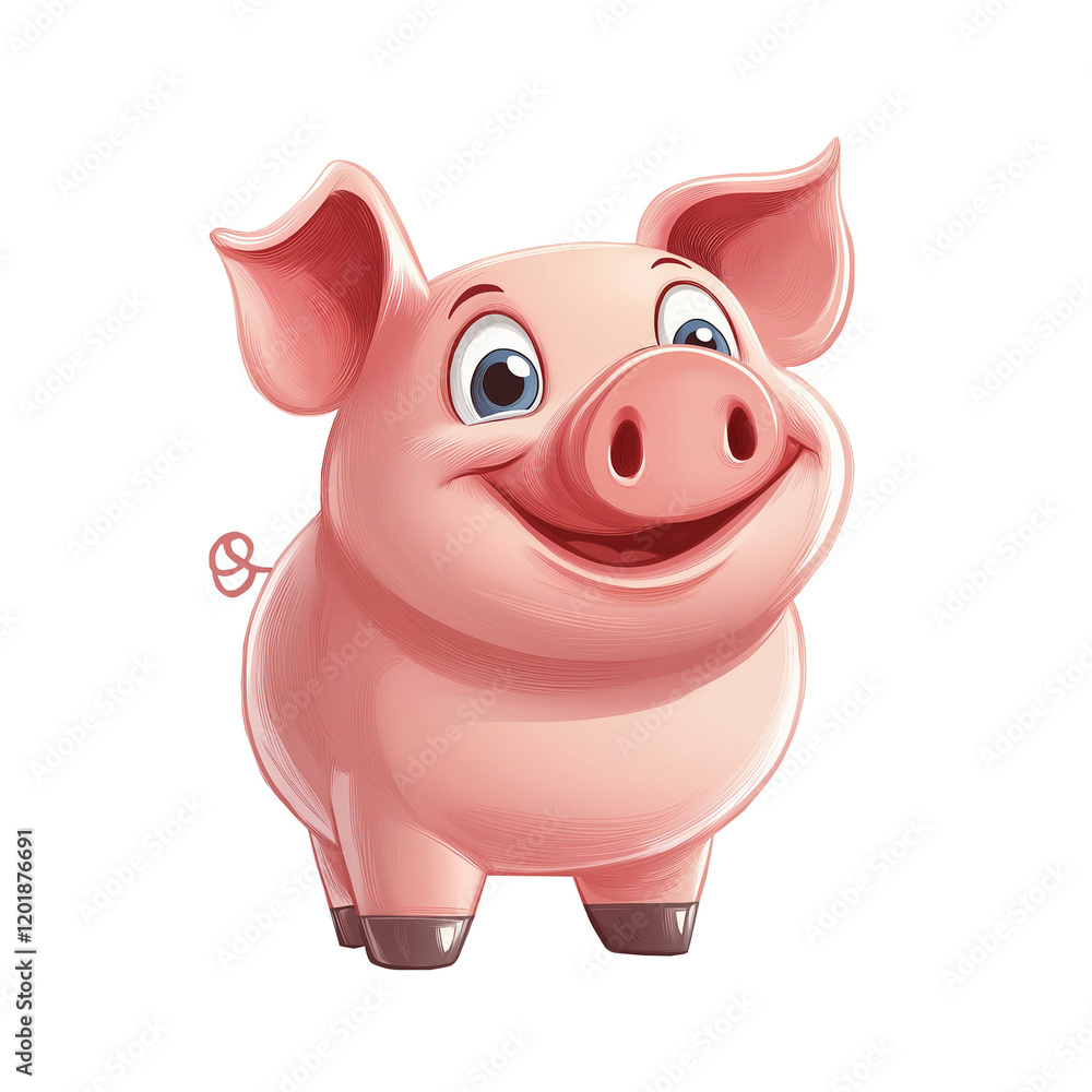 A cute, smiling cartoon pig with a cheerful expression, perfect for children's media, cartoon character isolated on transparent white background, png A cute, smiling cartoon pig with a cheerful expression, perfect for children's media, cartoon character isolated on transparent white background, png