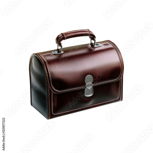 Elegant Brown Leather Doctor Bag, Vintage Style Briefcase photo