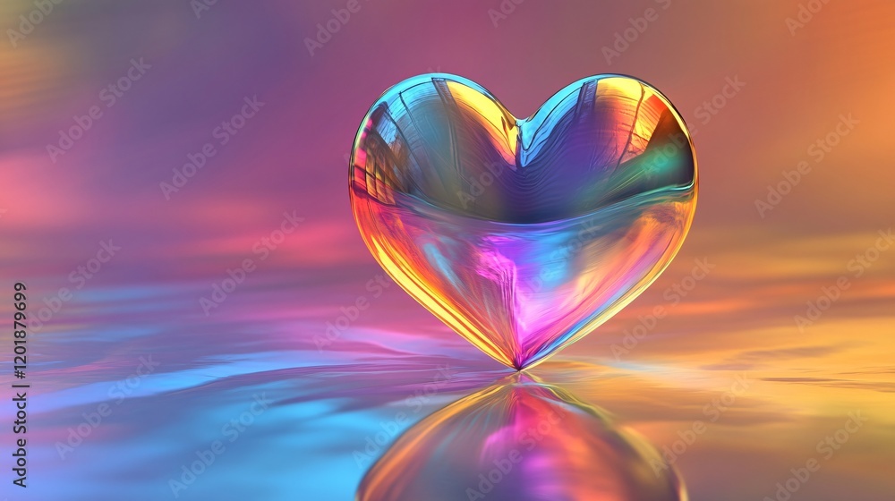 A holographic heart texture with exaggerated rainbow gradients A holographic heart texture with exaggerated rainbow gradients