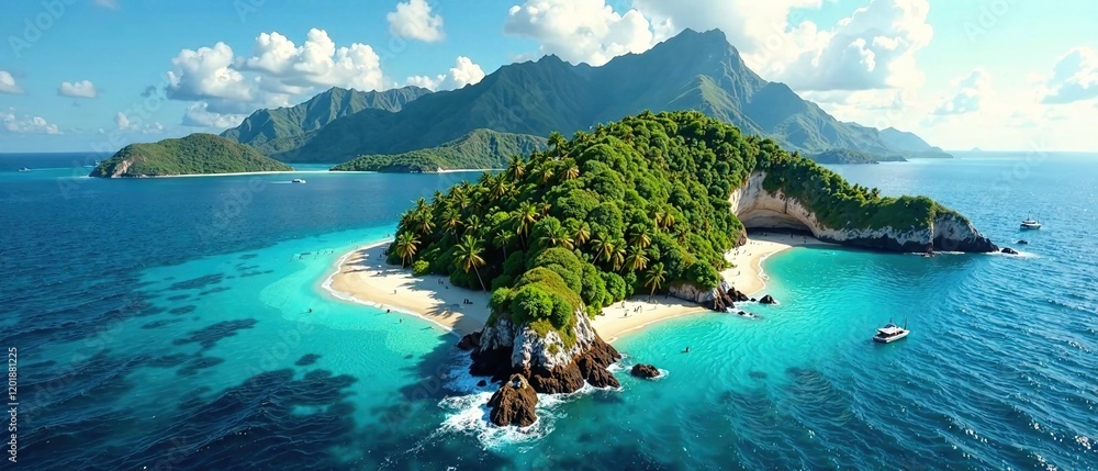 Fototapeta premium Tropical Island Paradise Map Art