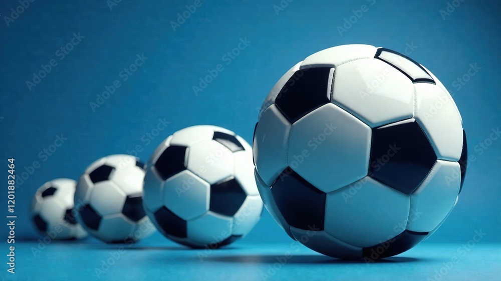 Soccer Balls on Blue Background - Dynamic Imagery Soccer Balls on Blue Background - Dynamic Imagery