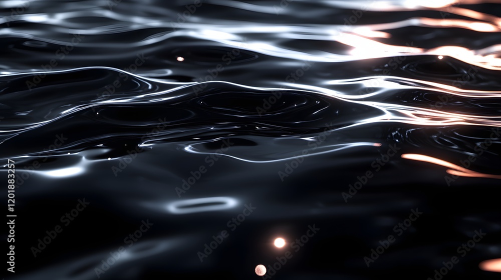 Abstract Dark Liquid Surface Reflections Shimmering Abstract Dark Liquid Surface Reflections Shimmering