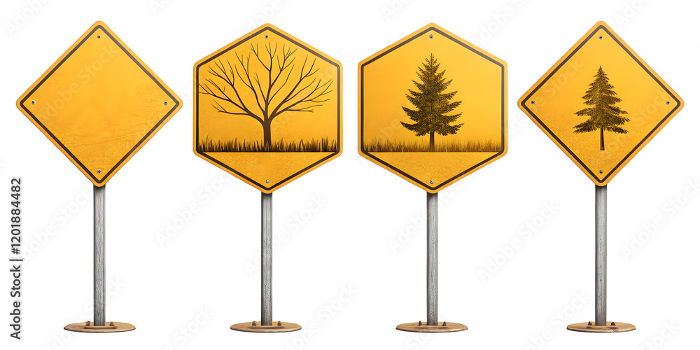 Yellow warning sign with danger symbol and triangle shape Yellow warning sign with danger symbol and triangle shape