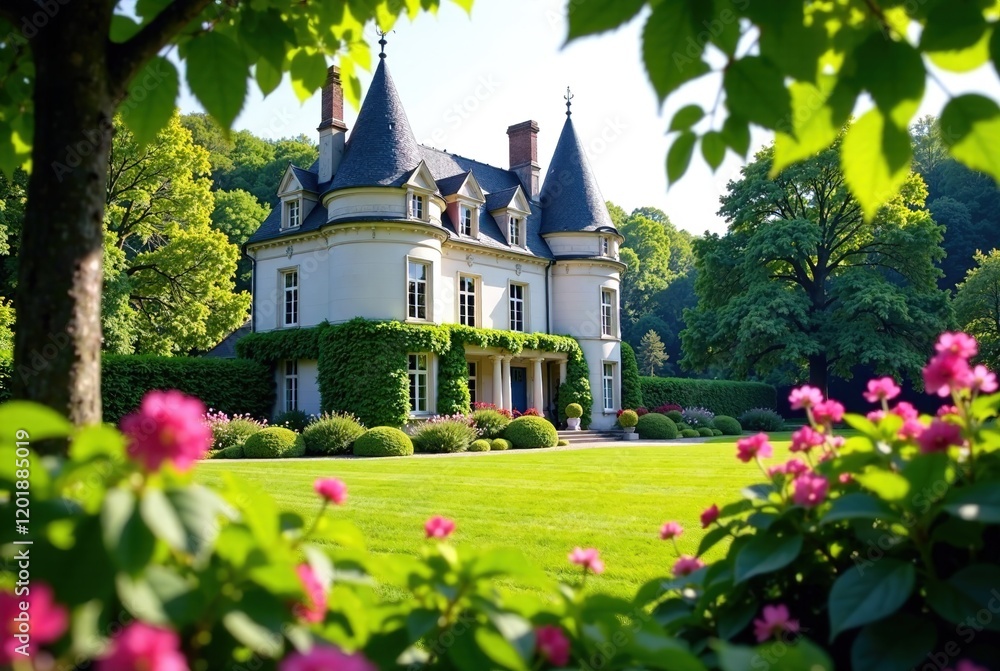 Fototapeta premium Majestic Chateau Garden - AI Photography