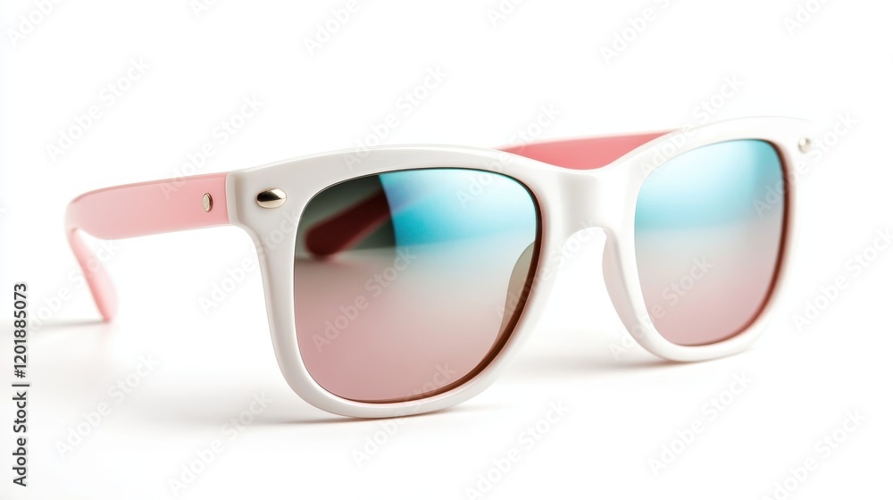 Modern sunglasses with white and pink frames, highlighted by reflective lenses, offering a stylish and sleek addition to contemporary fashion and outdoor wear. Modern sunglasses with white and pink frames, highlighted by reflective lenses, offering a stylish and sleek addition to contemporary fashion and outdoor wear.