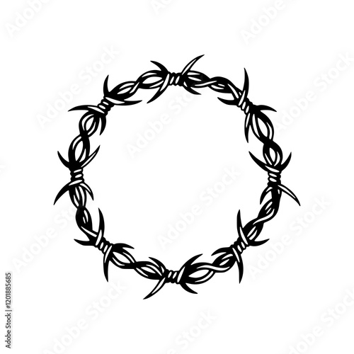 a drawing of a barbed wire frame illustration