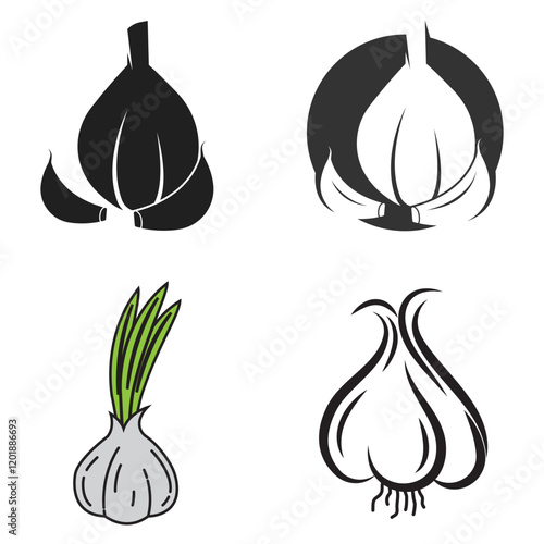 Garlic illustration logo icon vector design template