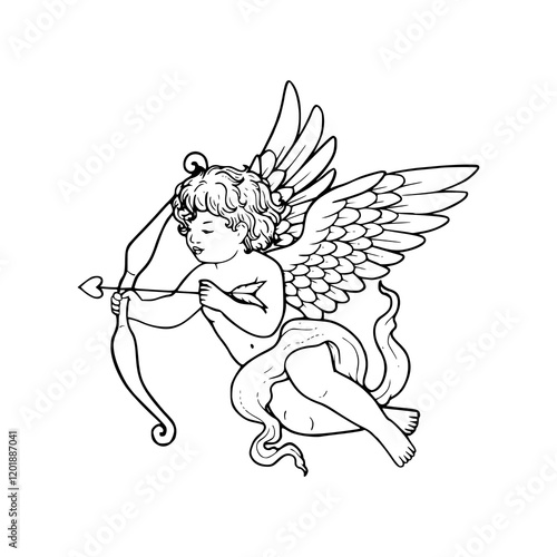 Wallpaper Mural a black and white drawing of a cupid coloring page Torontodigital.ca
