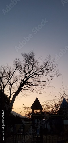 house at sunset