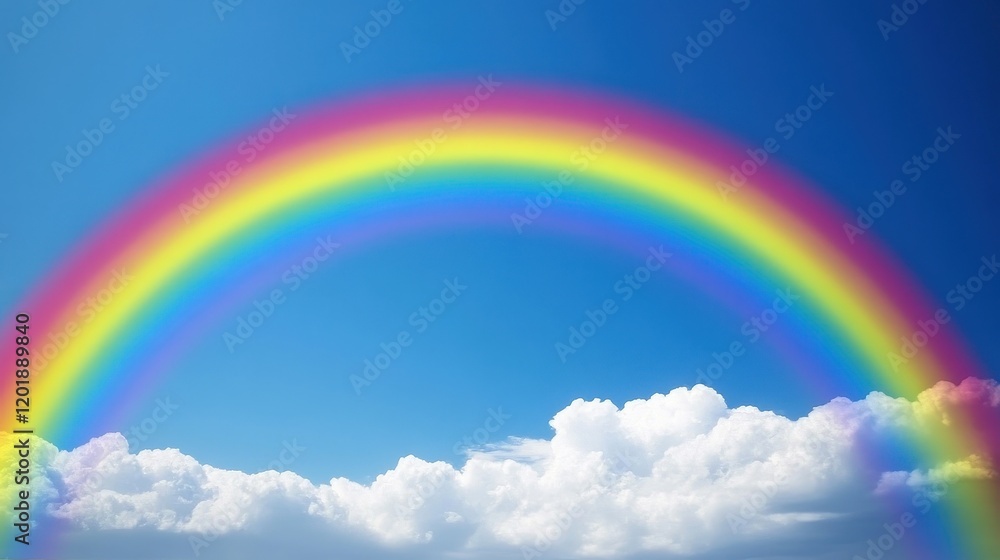 Rainbow arching over a field with clouds, symbol of hope and beauty, vibrant rainbow Rainbow arching over a field with clouds, symbol of hope and beauty, vibrant rainbow
