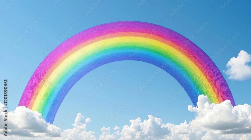 Rainbow arching over a field with clouds, symbol of hope and beauty, vibrant rainbow Rainbow arching over a field with clouds, symbol of hope and beauty, vibrant rainbow
