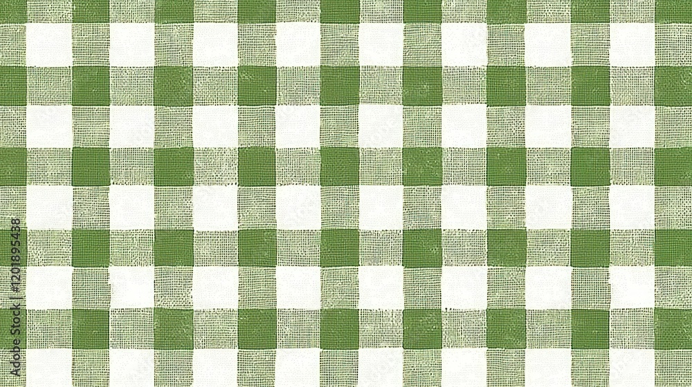 Obraz premium Rustic Green and White Gingham Texture Seamless Pattern
