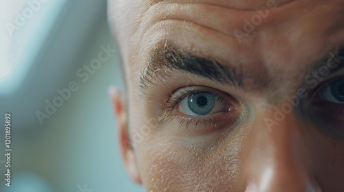 A man proudly showing his new hairline after a successful hair transplant. stock image, hd quality