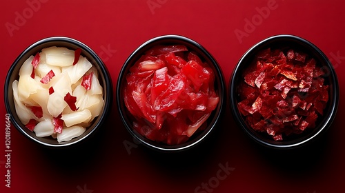 Three Bowls of Pickled Ginger Variations photo