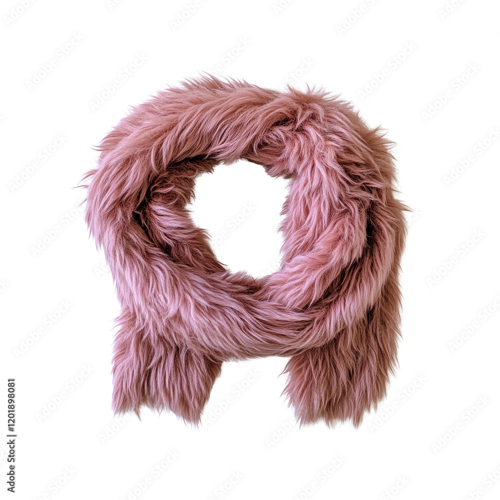 Soft Pink Fluffy Faux Fur Scarf Isolated on Transparent background
