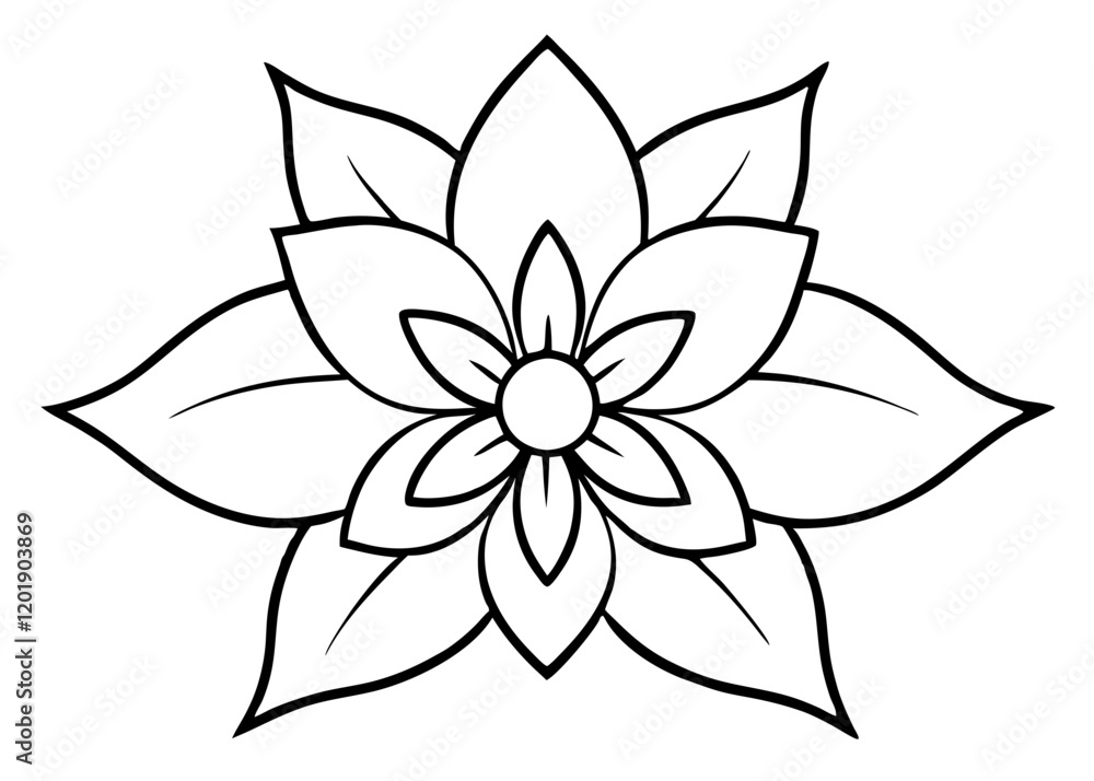 Fototapeta premium Simple line drawing of a five-petaled flower with minimalist design