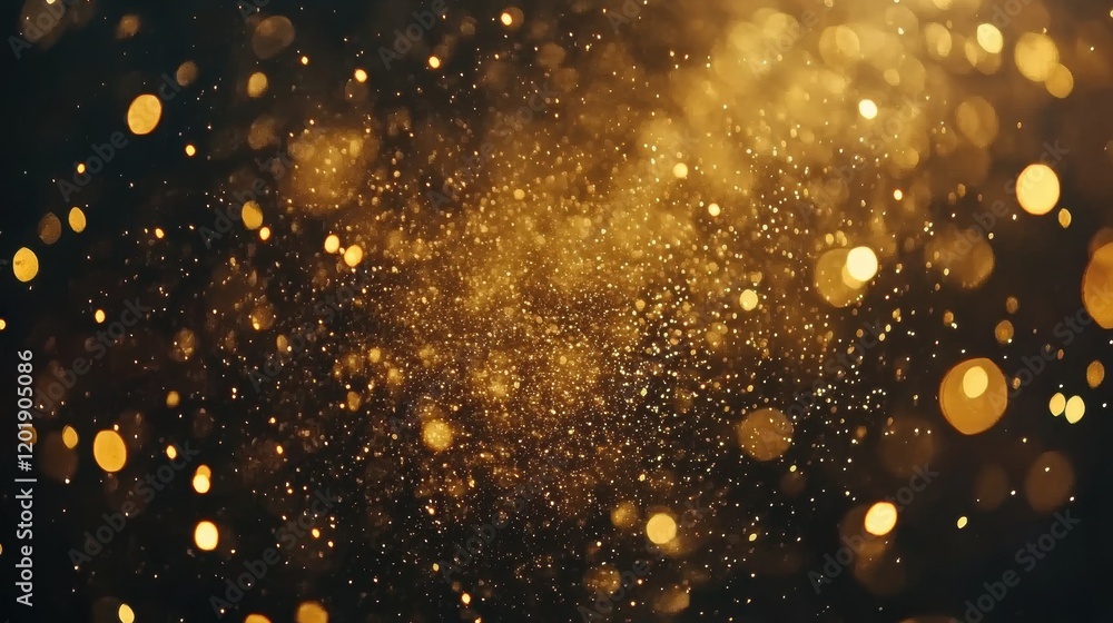Sparkling Golden Particles on a Dark Background for Celebrations Sparkling Golden Particles on a Dark Background for Celebrations