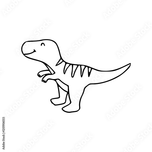 a line art drawing of a super cute dinosaur cartoon character for coloring page