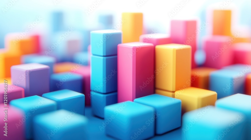 Colorful Building Blocks in a Soft Focused Background Colorful Building Blocks in a Soft Focused Background