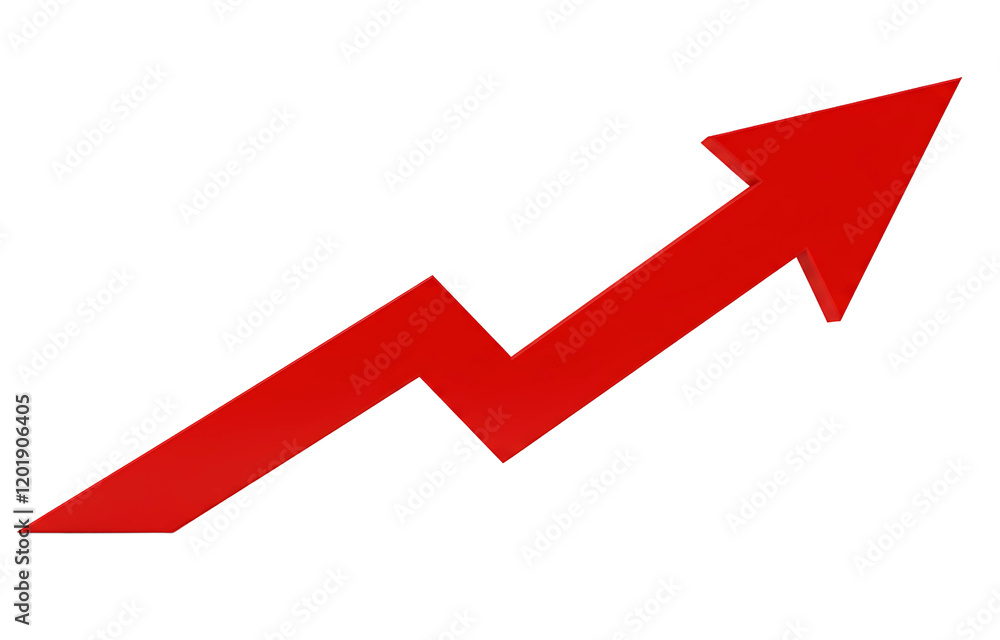 Bold Red Upward Arrow Icon on Clean White Background – Perfect for Growth and Success Themes Bold Red Upward Arrow Icon on Clean White Background – Perfect for Growth and Success Themes