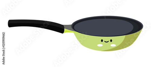 frying pan vector green color kawaii