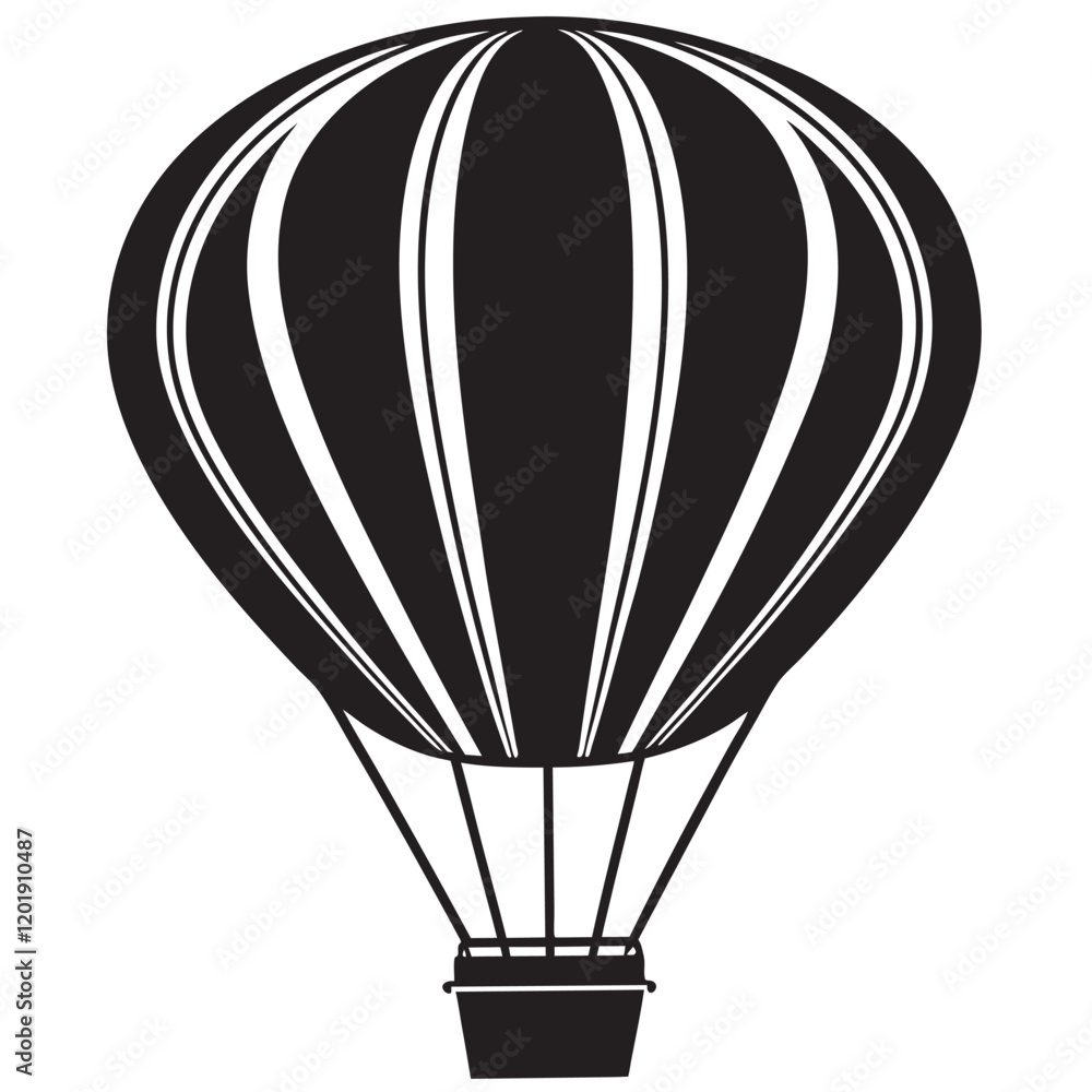 Fototapeta premium Hot Air Balloon Silhouette clipart on a white background 