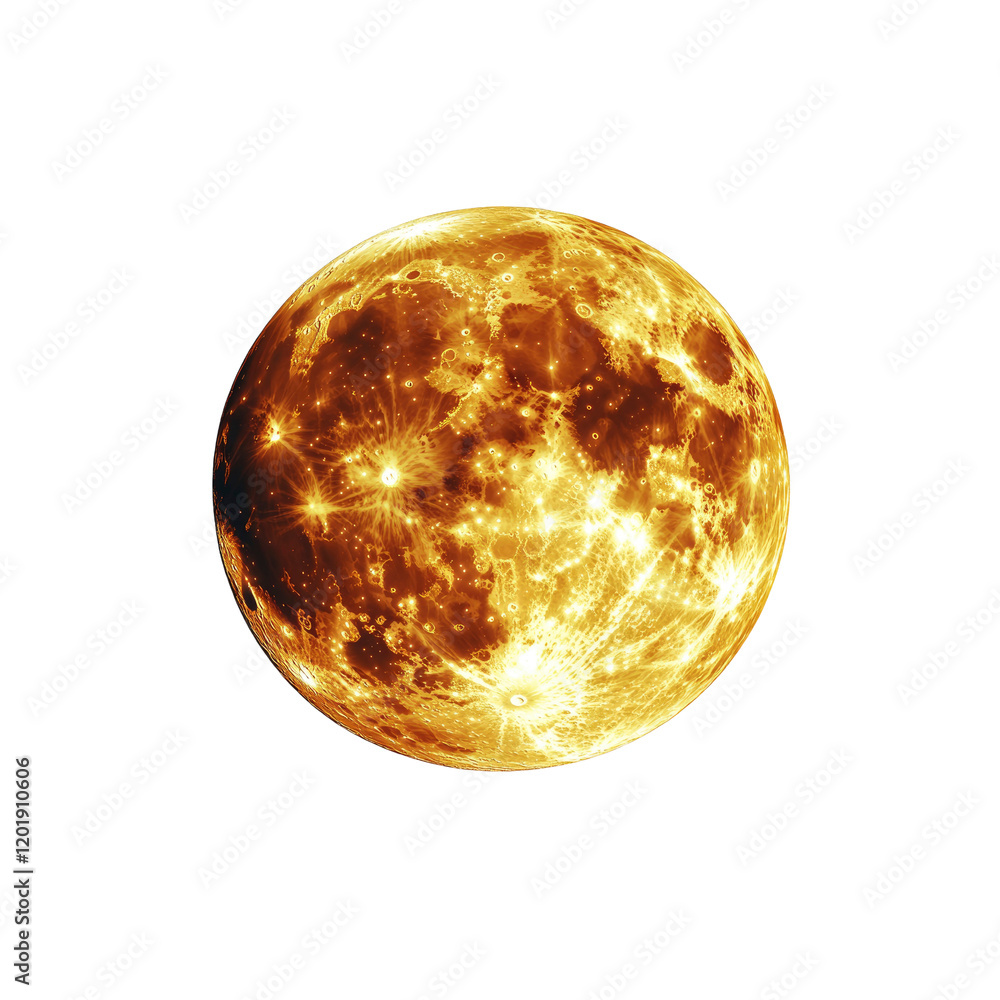 Fiery Full Moon Celestial Orb in Golden Hues Fiery Full Moon Celestial Orb in Golden Hues