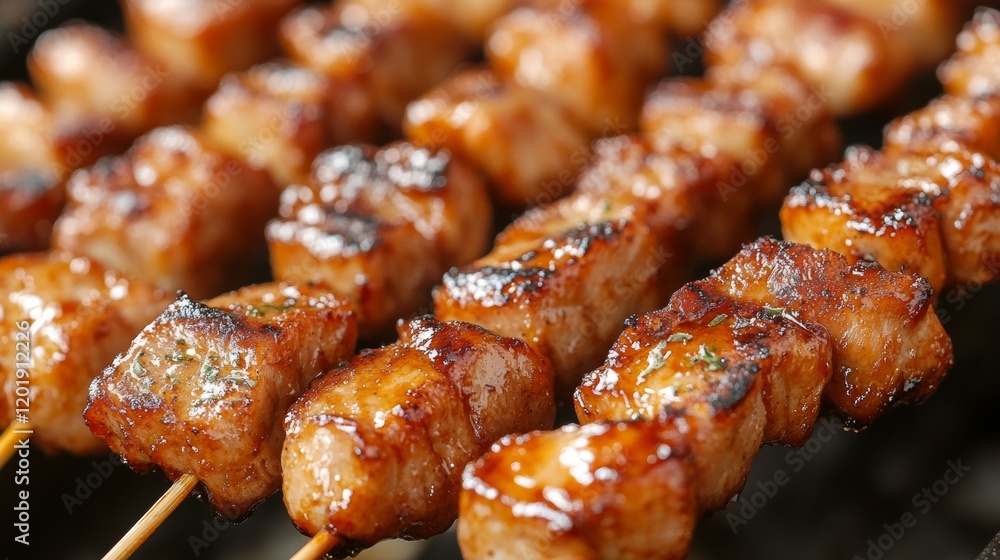 Delicious grilled meat skewers on a skewer. Delicious grilled meat skewers on a skewer.