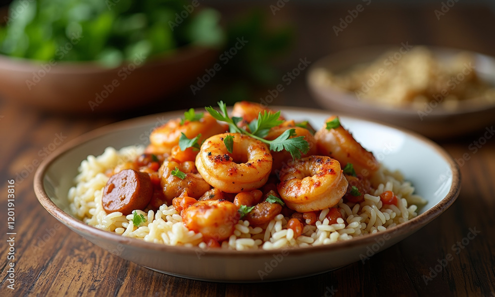 Shrimp and Sausage Jambalaya with White Rice Shrimp and Sausage Jambalaya with White Rice